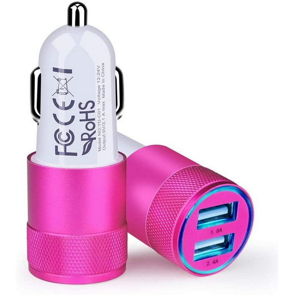 Car Charger,AILKIN 2Pcs 3.4A Dual Port USB Car Charger Adaptor for iPhone Charging Cigarette Lighter Socket Adapter,Rose