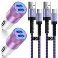 thumbnail image 1 of Car Charger Adapter Usb C,AILKIN Set of 4PACK Car Charger for Android Type C Car Charger Fast Charging Cigarette Lighter Adapter with 2PACK Usb Type C Charging Cable 10ft,Purple, 1 of 8