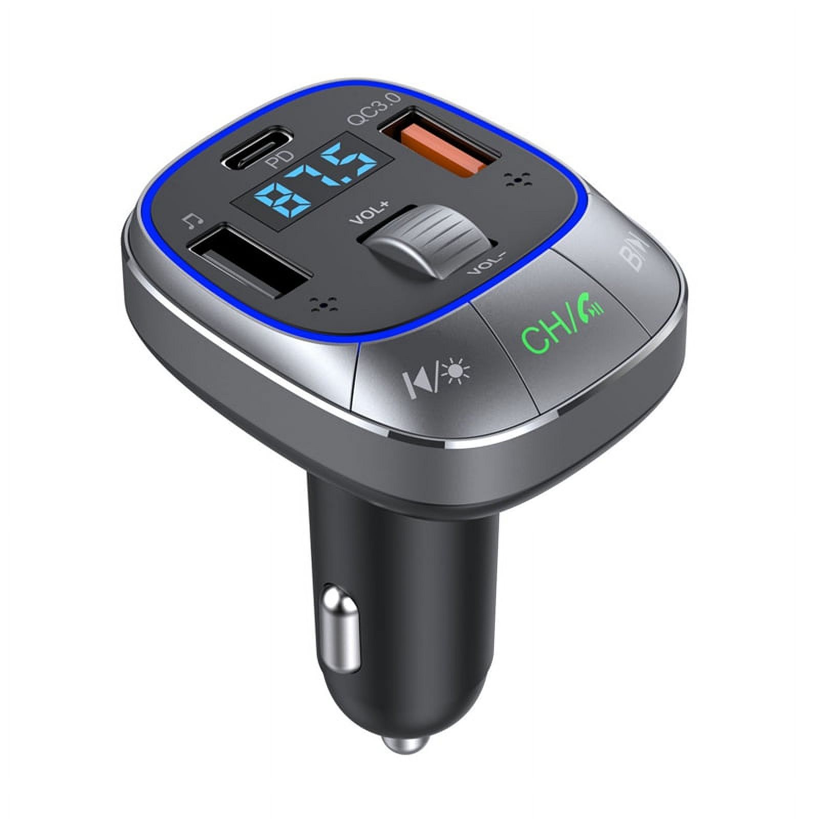 Car Charger Bluetooth 5.0 FM Transmitter PD 30W+QC3.0 Powerful Dual Mic Bluetooth HandsFree