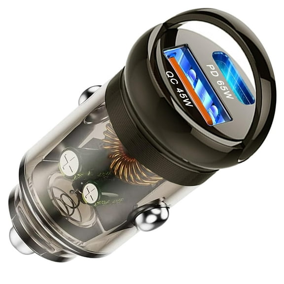 Car Charger, Cigarette Lighter USB Charger Total 110W [USB C 65W+USB A 45W] PD&QC3.0 Fast Charge 12V USB Socket, Metal USB C Car Phone Charger Adapter for iPhone 16 15 14 13 12 Pro Max iPad Samsung