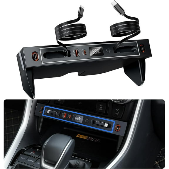 Car Charger Compatible with Toyota RAV4, Fast Charger for Toyota RAV4 Accessories 2019 2020 2021 2022 2023 2024 2025 Multi Port Retractable Docking Station (for Toyota RAV4)