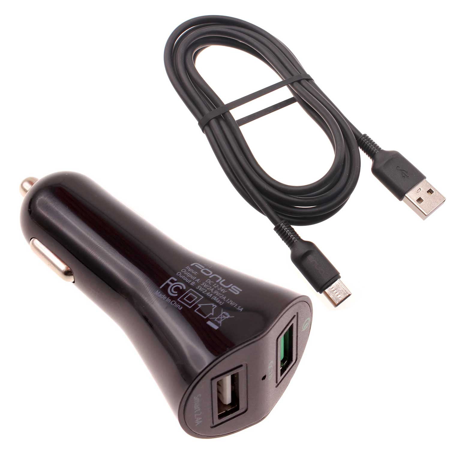 Car Charger Compatible With Google Pixel 4a/5a/6a/7a/8a/9a/10a - 30W Fast 2-Port USB 6ft Cable Type-C Quick Charge