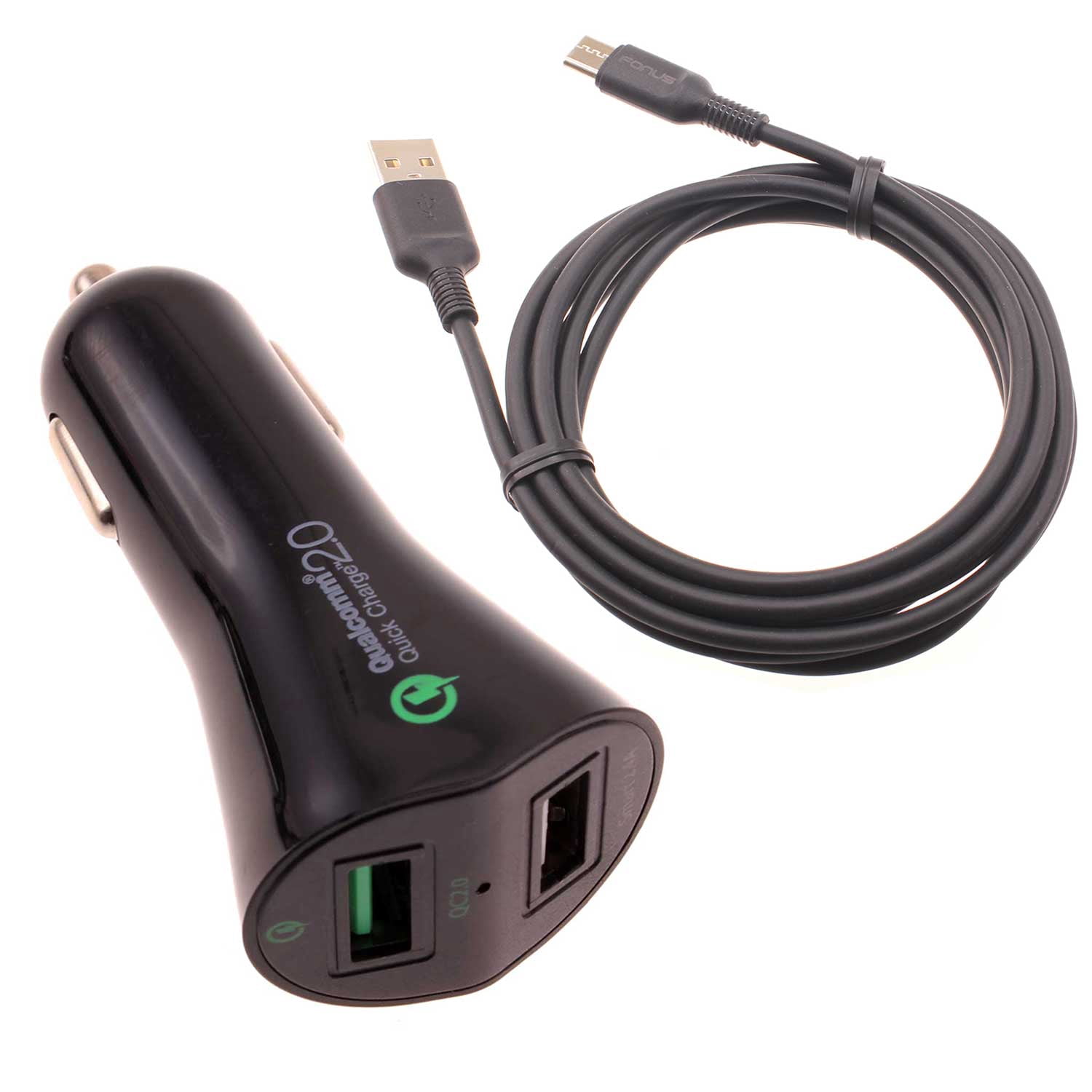 Car Charger Compatible With Motorola Moto G Play (2021,2023,2024,2026) - 30W Fast 2-Port USB 6ft Cable Type-C Quick Charge
