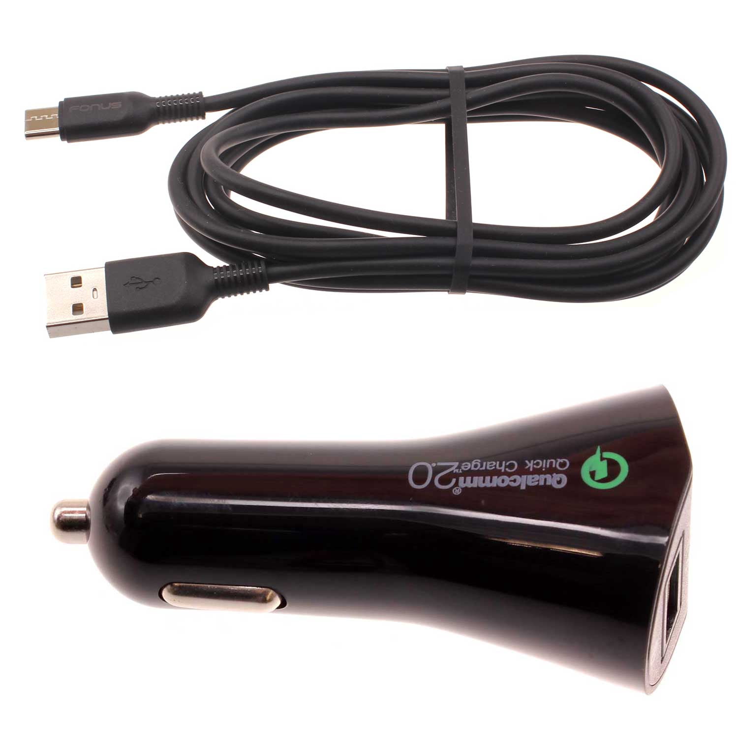 Car Charger Compatible With Motorola Moto G Power 5G (2020,2021,2022,2023,2024,2025,2026) - 30W Fast 2-Port USB 6ft Cable Type-C Quick Charge