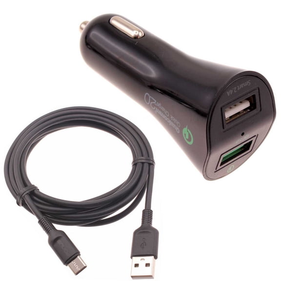 Car Charger Compatible With Nothing Phone 1/2/2a/2a Plus/4a Pro - 30W Fast 2-Port USB 6ft Cable Type-C Quick Charge