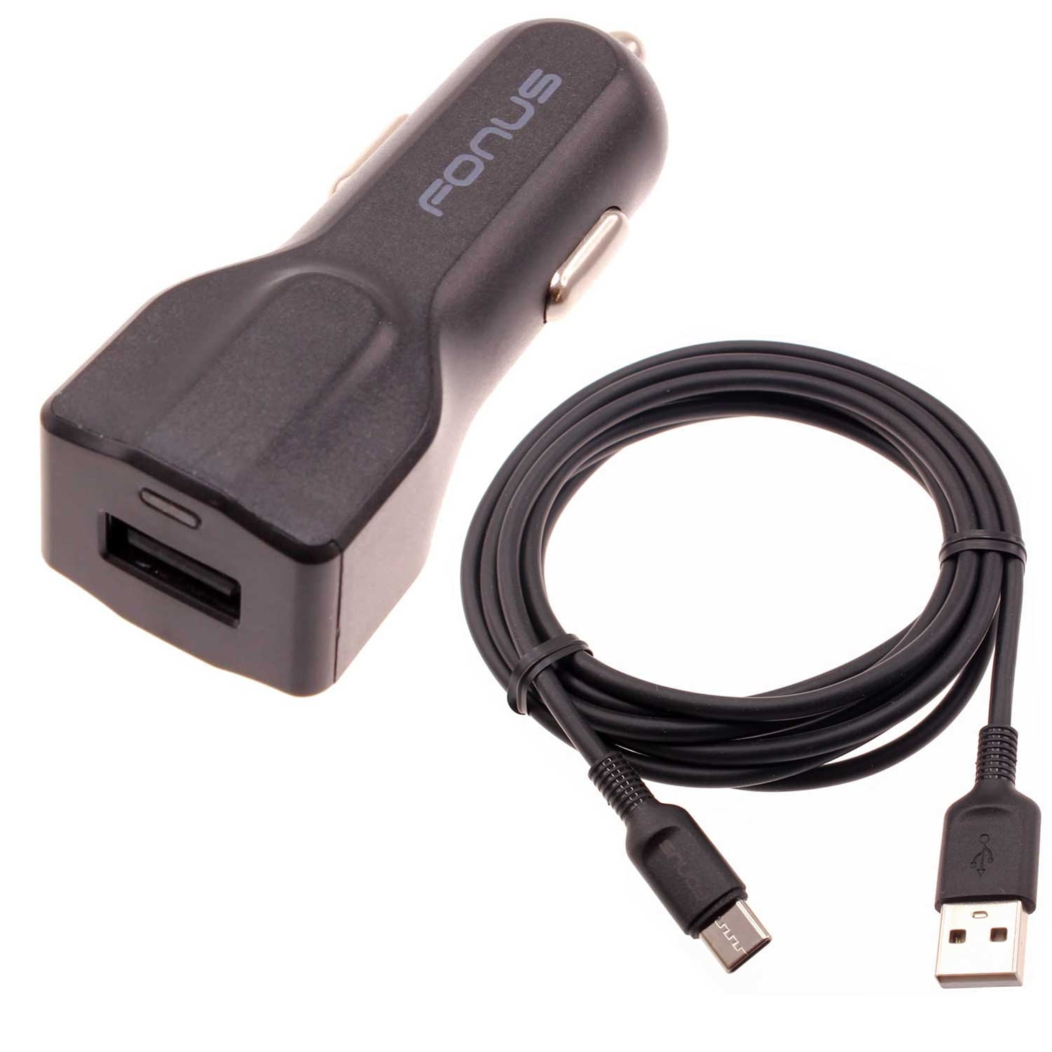 Car Charger for Consumer Cellular Verve Snap/Connect - 18W Fast USB Port 6ft Cable Type-C Quick Charge DC Socket for Consumer Cellular Verve Snap/Connect