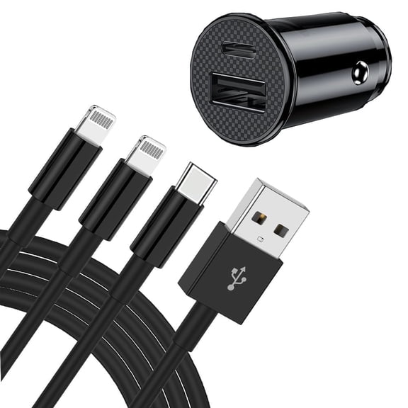 Compatible with iPhone 14 13 Car Charger, 24W Dual Port Fast Car Adapter with 3ft Charging Cable Compatible for iPhone 14 Pro/14 Pro Max/14 Plus/13/12/11/X/XS/SE,iPad