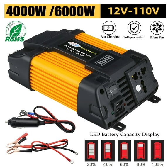 Car Charger Inverter,4000w Power Inverter DC 12v to 110v AC Inverter Car Adapter to Ac Outlet Usb Car Converter