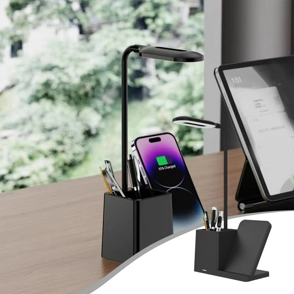 Car Charger For Iphone 15 LED Smart Desk Lamp, 15W Wireless Charging, With Pen Holder, Student Eye Protection Study Lamp, Suitable For Office, Bedroom, Dorm