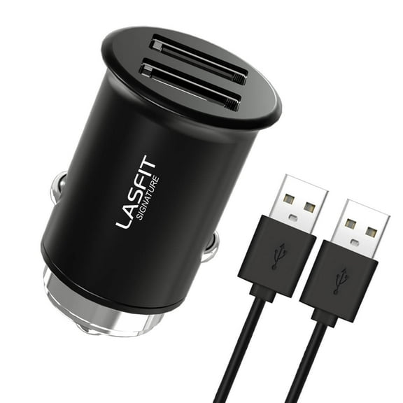 Car Charger, Lasfit Car Charger Adapter 24W USB Dual Port, Black