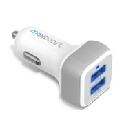 Car Charger, Maxboost 4.8A/24W 2 USB Smart Port Car Charger [White/Gray]