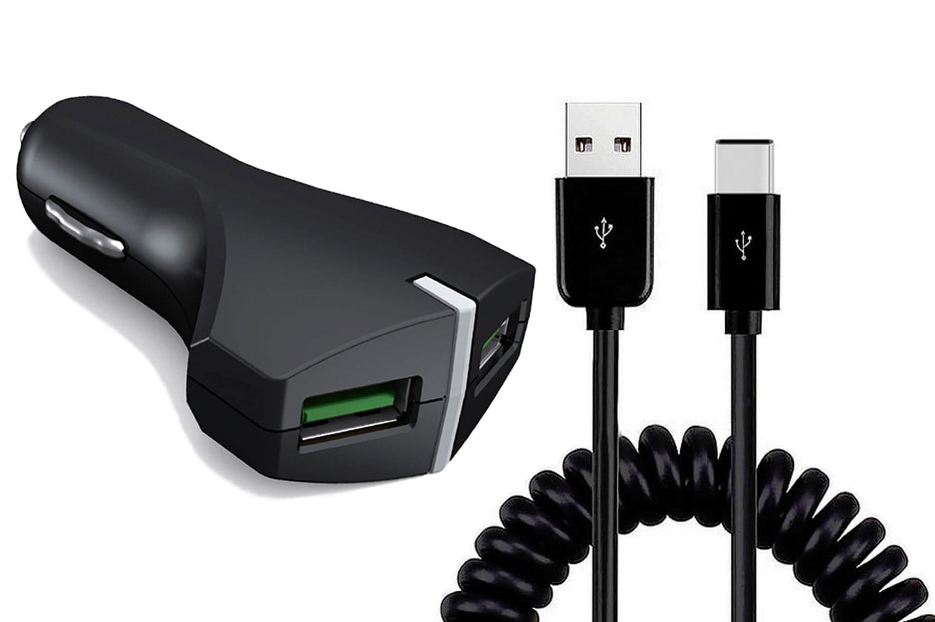 Car Charger for Nokia C300, G100, C110, G310 5G Phones - 36W Fast 2-Port USB Coiled Cable Type-C Quick Charge for Nokia C300, G100, C110, G310 5G Models