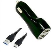 Car Charger for Oppo K10 Pro, K10 5G, A55s, A57, Reno7 Lite, F21 Pro 5G, F21 Pro, Reno7, K10, A96, A16e, Reno7 Z 5G Dual USB Port, Data Charging Cable included - Black