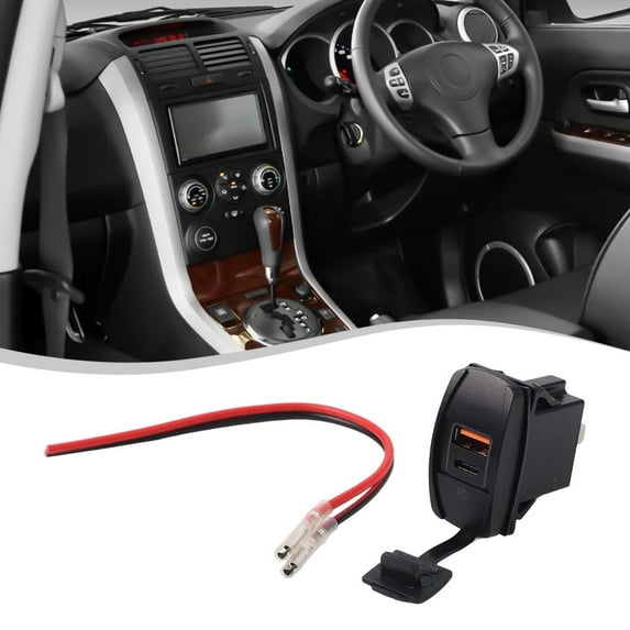 Car Charger Rocker Switch Dual Usb Charger Pd And Qc3.0 Port With Led Power Socket For Motorcycle Boat Marine Truck Atv