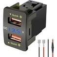 thumbnail image 1 of Car Charger USB QC3.0 Fast Charging Suitable for Honda Cars Power Socket with 2 Interfaces Switch Hole LED Voltage Meter Display Suitable for 12/24V Models Black (36 * 23mm), 1 of 1