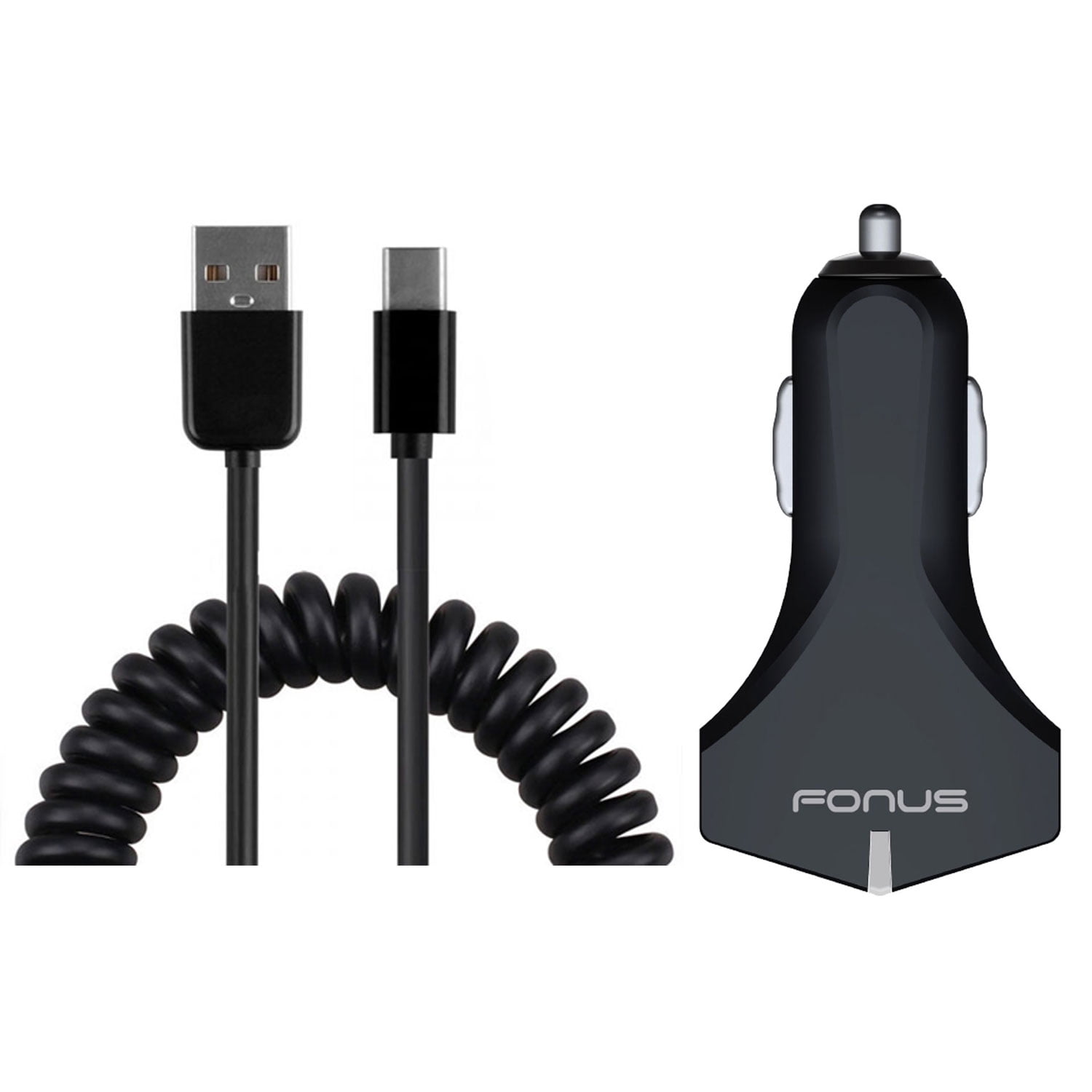 Car Charger for Google Pixel 10/Pro/Pro XL - 36W Fast 2-Port USB Coiled Cable Type-C Quick Charge for Pixel 10/Pro/Pro XL