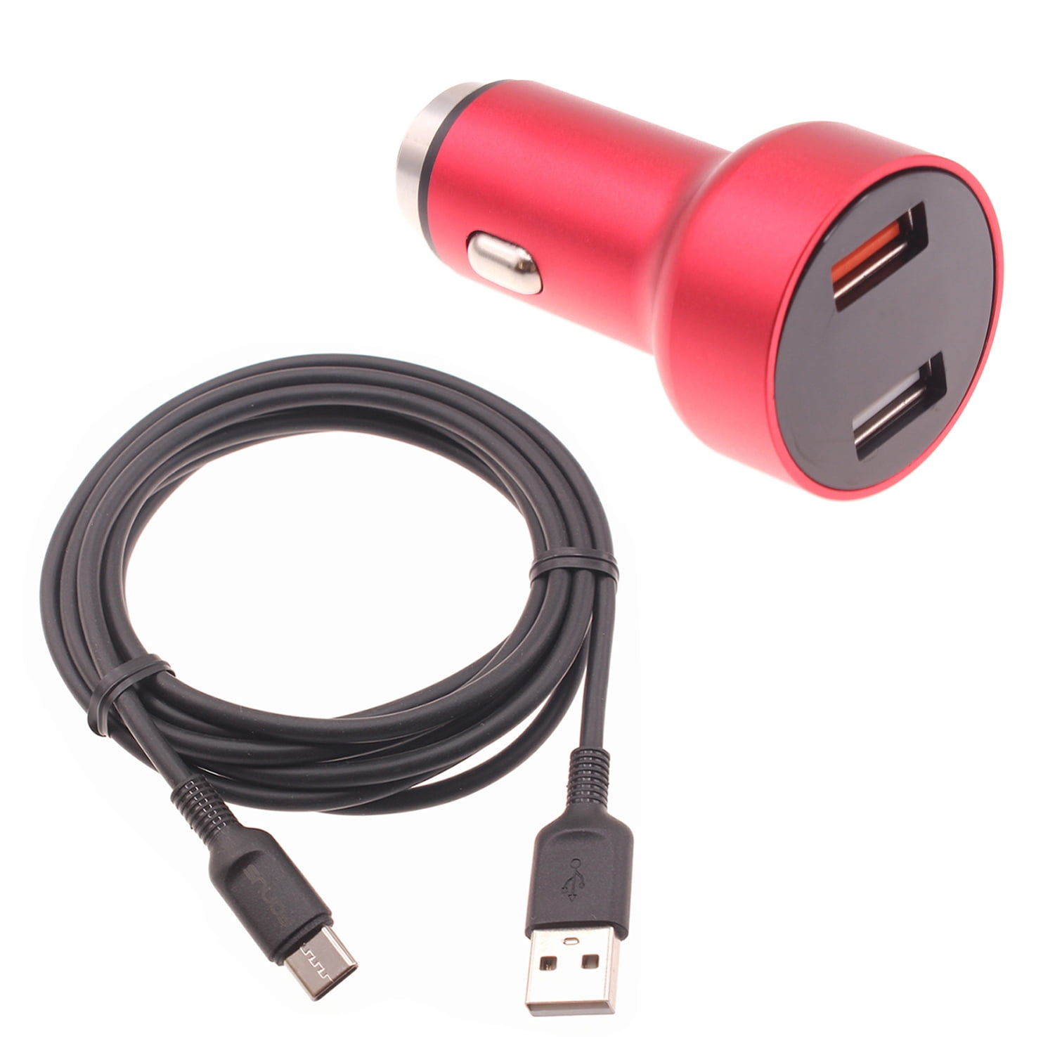 Car Charger for Kyocera DuraXV Extreme E4810 Phone - 24W Fast 2-Port 6ft USB-C Cable DC Socket Power N1O for Kyocera DuraXV Extreme E4810 Model