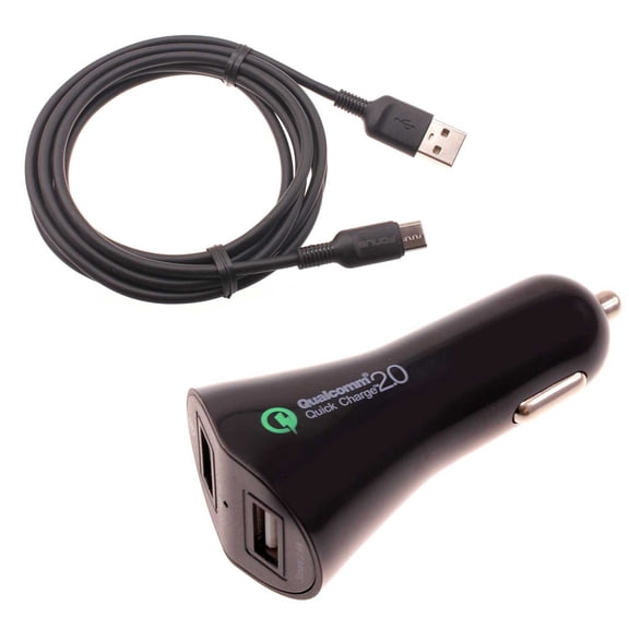 Car Charger for Motorola Moto G Play (2023) Phone - 30W Fast 2-Port USB 6ft Cable Type-C Quick Charge Compatible With Moto G Play (2023)