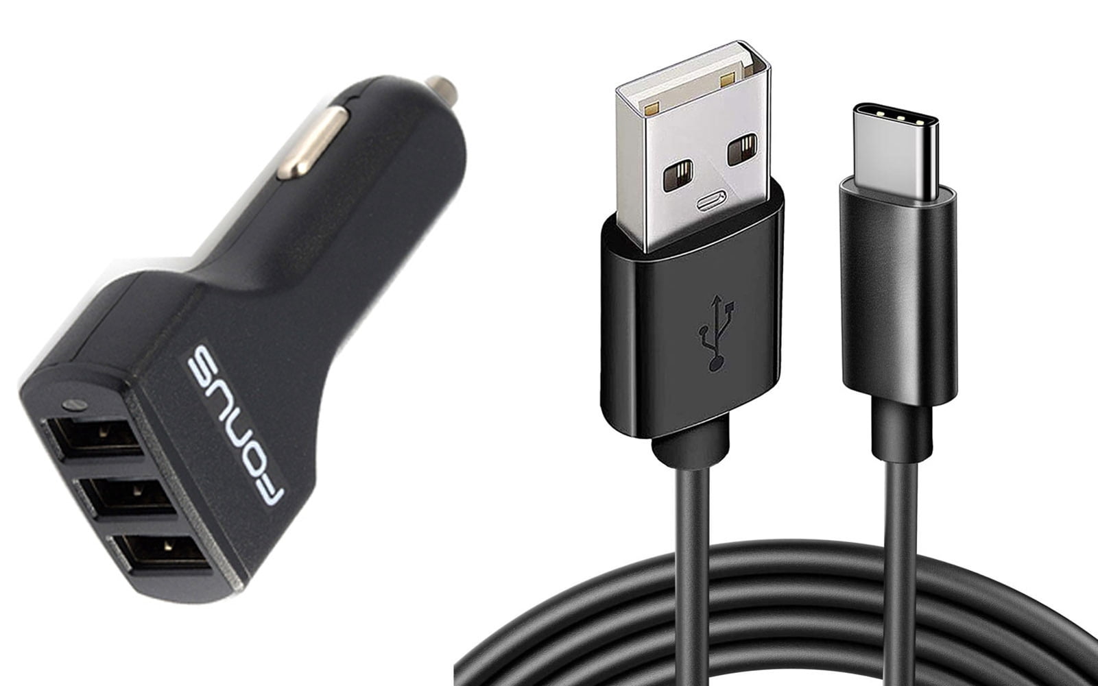 Car Charger for Nokia C300, G100, C110, G310 5G Phones - 36W 3-Port USB 4.8A Type-C Cable 6ft for Nokia C300, G100, C110, G310 5G Models