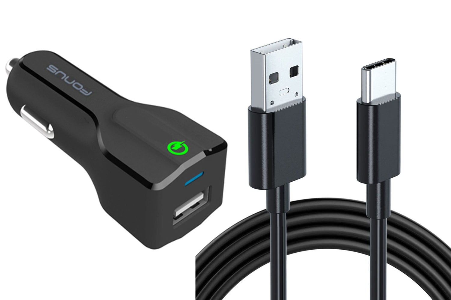 Car Charger for Nokia G50/G10/G20 - 24W Fast 2-Port USB 6ft Cable Type-C Turbo Charge DC Socket for Nokia G50/G10/G20