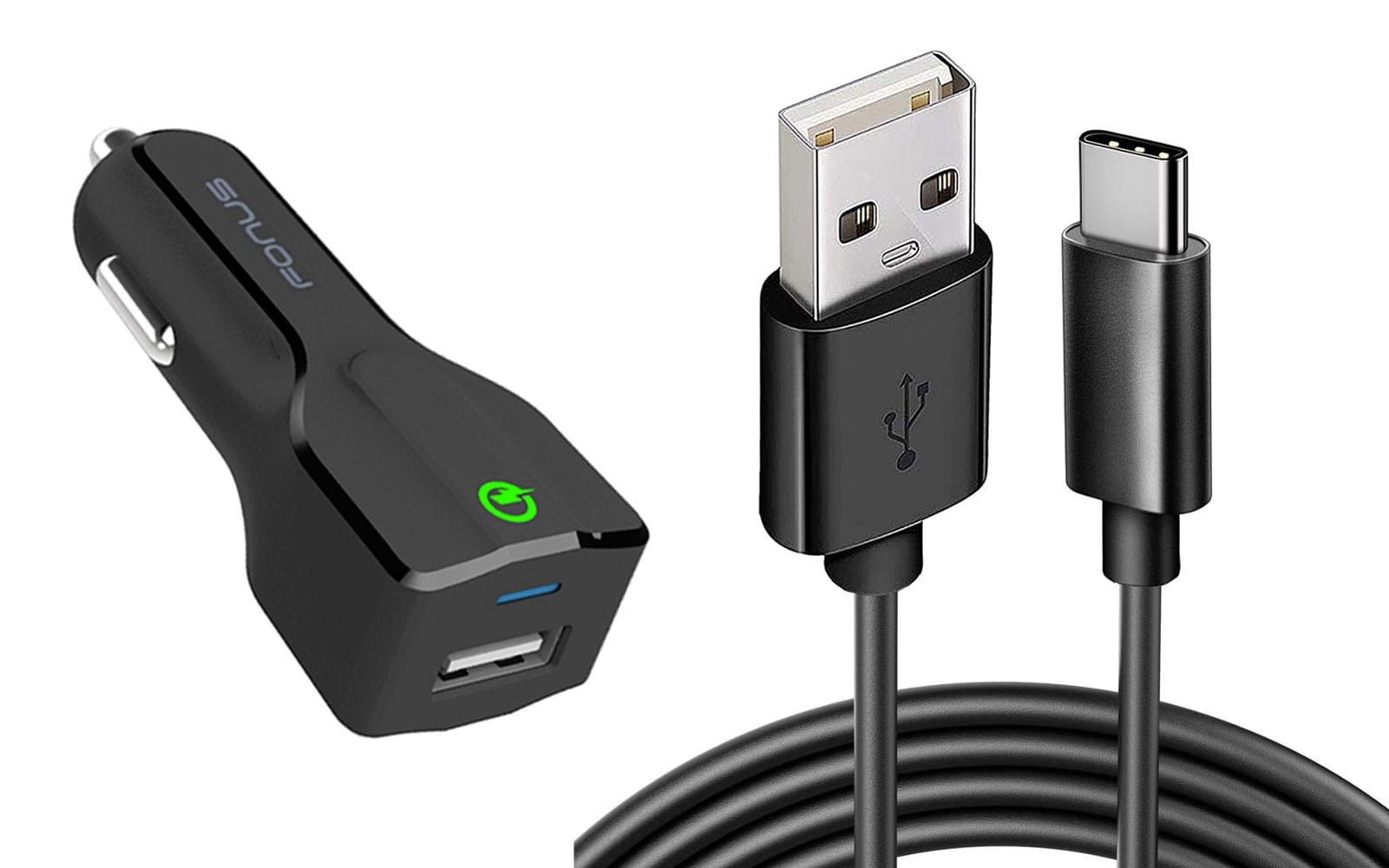 Car Charger for Nokia XR20/XR21 - 18W Fast USB Port 6ft Cable Type-C Quick Charge DC Socket for Nokia XR20/XR21