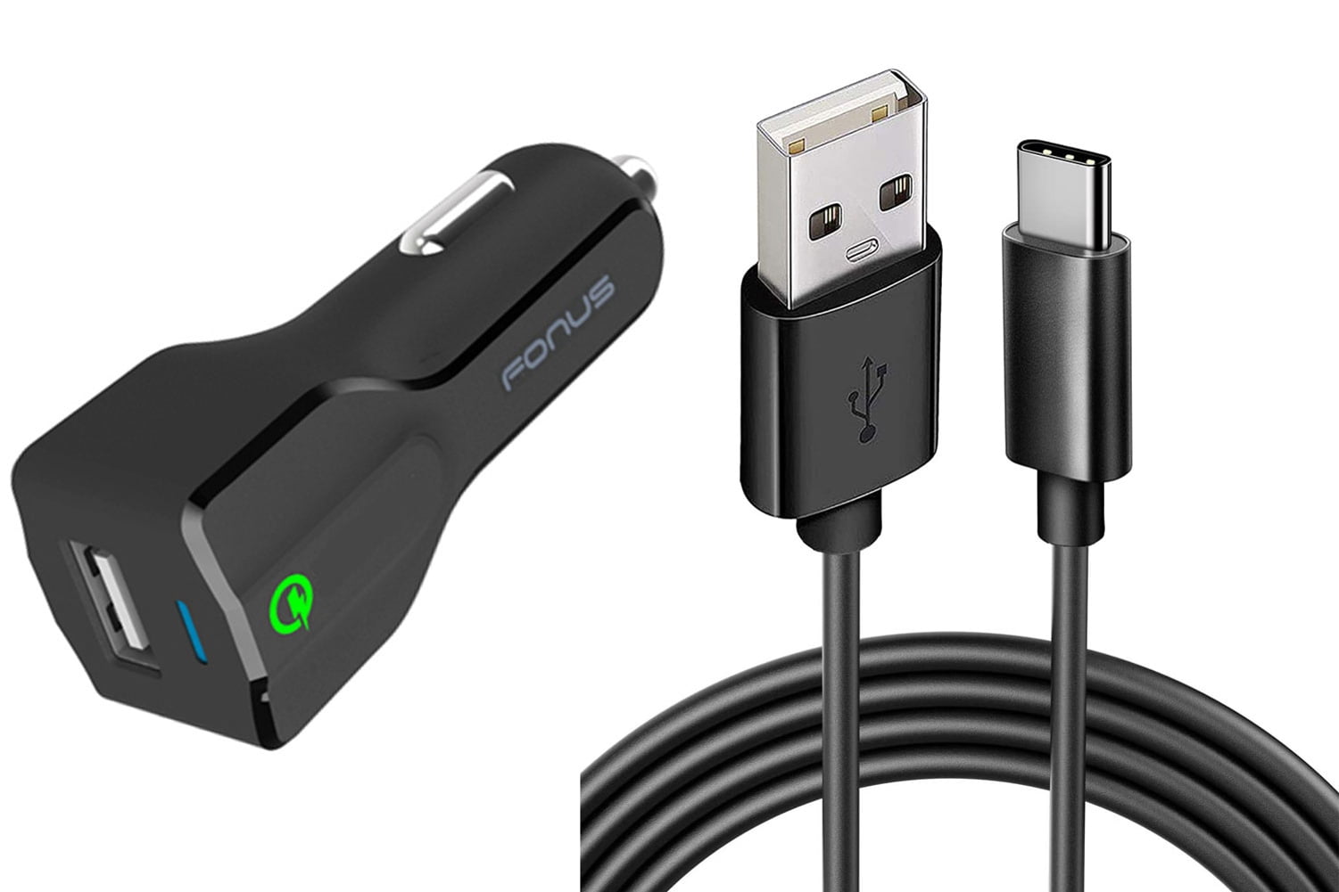 Car Charger for Nokia XR20/XR21 - 24W Fast 2-Port USB 6ft Cable Type-C Turbo Charge DC Socket for Nokia XR20/XR21