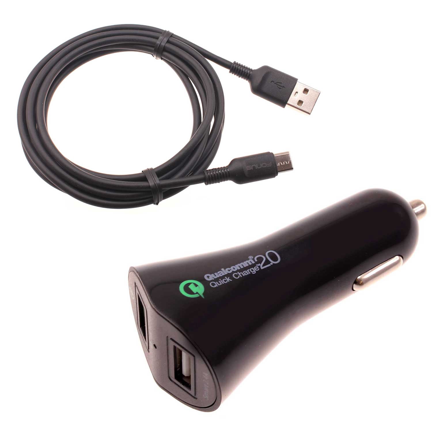 Car Charger for OnePlus Nord 3/N30 5G/N300 5G - 30W Fast 2-Port USB 6ft Cable Type-C Quick Charge DC Socket Power