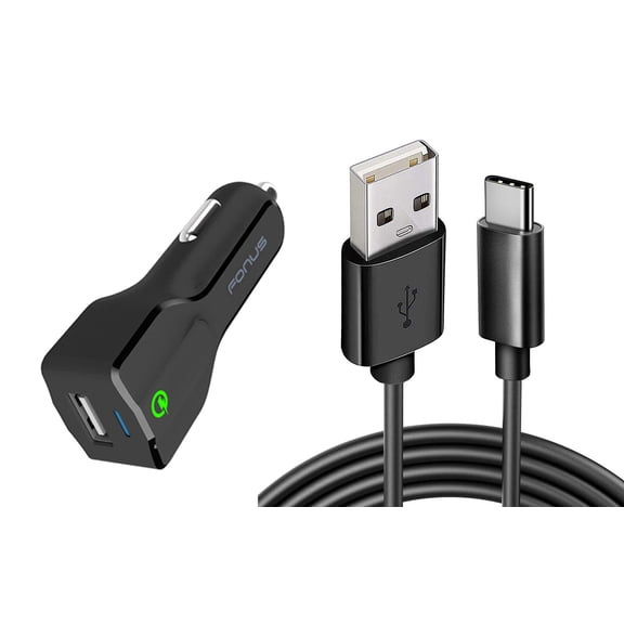 Car Charger for OnePlus Pad 2/Pro/3 (2025) - 18W Fast USB Port 6ft Cable Type-C Quick Charge DC Socket Power