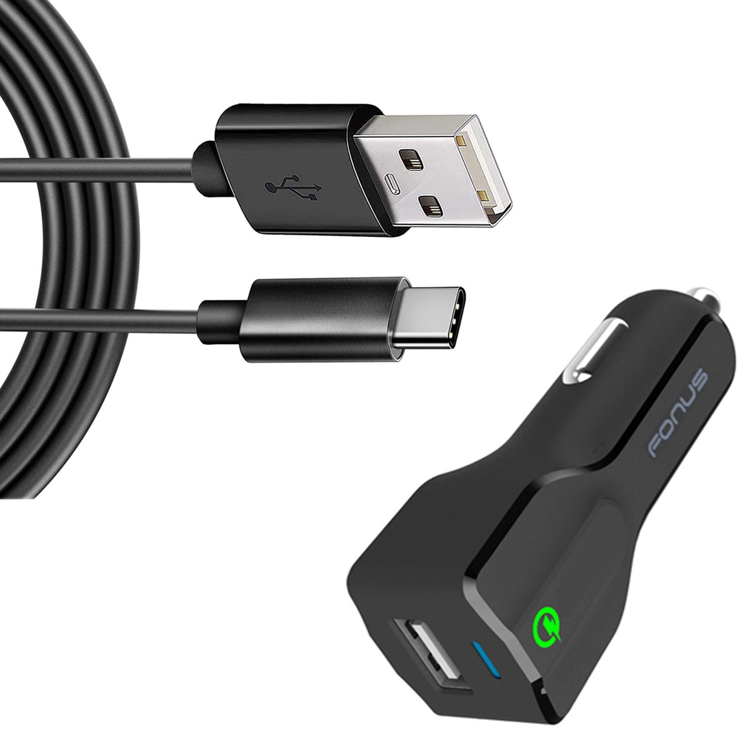 Car Charger for OnePlus Pad 2/Pro/3 (2025) - 24W Fast 2-Port USB 6ft Cable Type-C Turbo Charge DC Socket Power