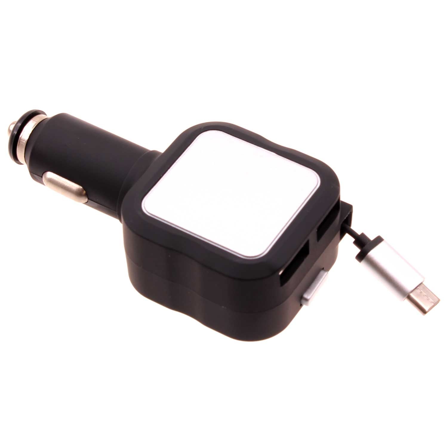 Car Charger for Samsung Galaxy A72/A52/A42/A32/A12 - Retractable 4.8Amp Type-C 2-Port USB Fast Charge for Galaxy A72/A52/A42/A32/A12
