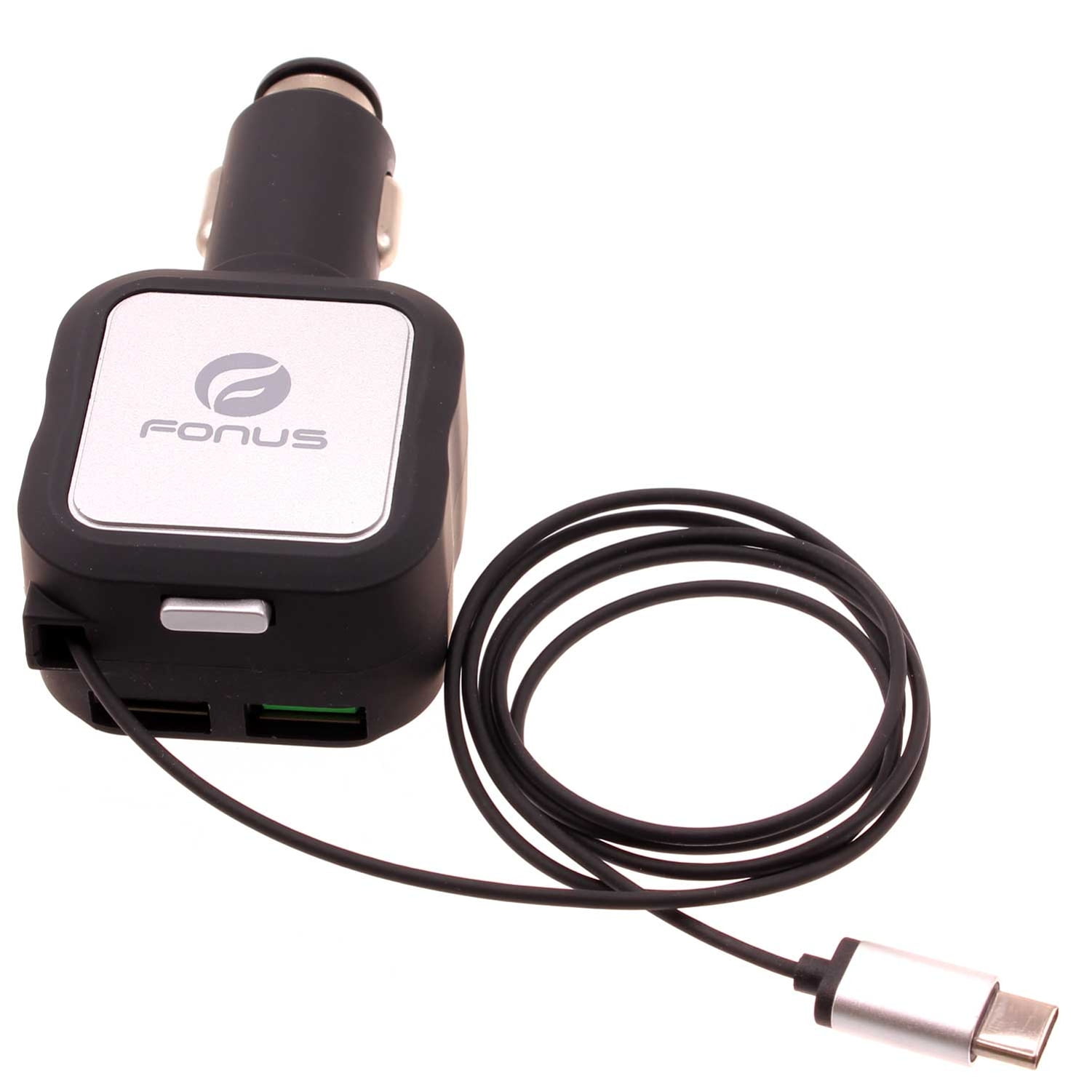 Car Charger for Samsung Galaxy Z Fold 2 - Retractable 4.8Amp Type-C 2-Port USB Fast Charge DC for Galaxy Z Fold 2