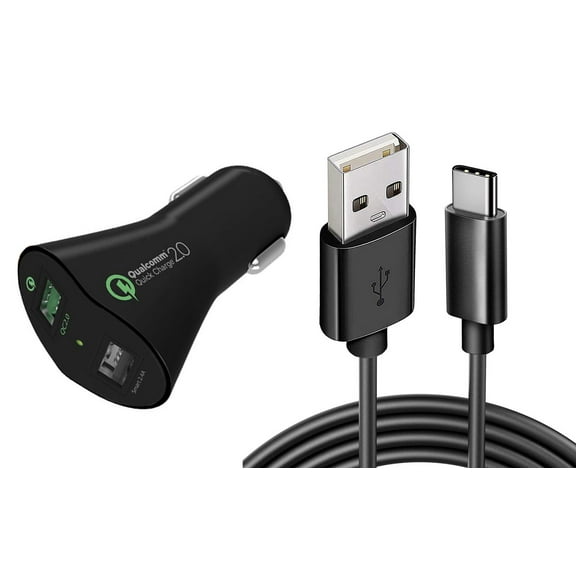 Car Charger for Samsung Galaxy Z Fold7 - 30W Fast 2-Port USB 6ft Cable Type-C Quick Charge DC Socket Power