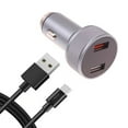 thumbnail image 1 of Car Charger for TCL ION X - 24W Fast 2-Port 6ft USB-C Cable DC Socket Power Adapter  TCL ION X, 1 of 6