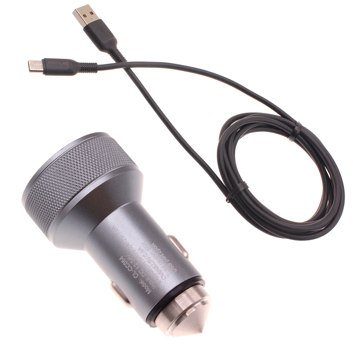 Car Charger for TCL NxtPaper 11/Tab 11 - 24W Fast 2-Port 6ft USB-C Cable DC Socket Power Adapter Long Type-C Cord