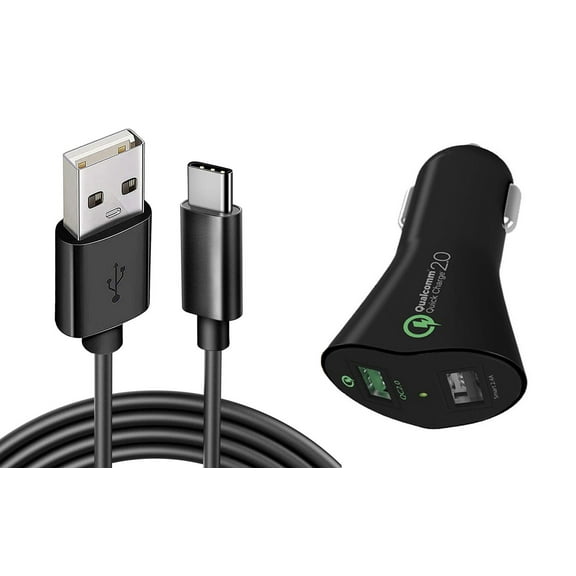 Car Charger for iPhone 15/Pro/Max/Plus - 30W Fast 2-Port USB 6ft Cable Type-C Quick Charge DC Socket for iPhone 15/Pro/Max/Plus