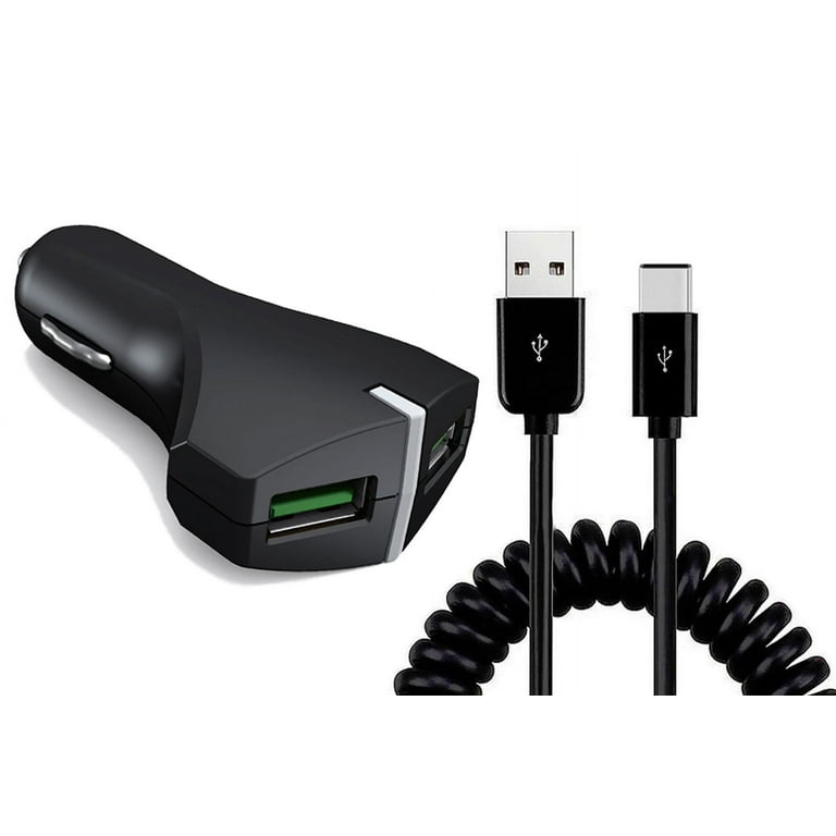 Car Charger for iPhone 15/Pro/Max/Plus - 36W Fast 2-Port USB Coiled Cable  Type-C Quick Charge DC Socket for iPhone 15/Pro/Max/Plus 