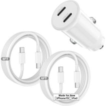 Car Charger for iPhone 15,40W Dual Port USB C Car Charger with USB C to USB C Cable 6ft,Type C Car Adapter Fast Charging for iPhone 15/15 Pro/15 Pro Max,iPad Pro,iPad Air 5/4/Mini,iPad 10,Samsung Case