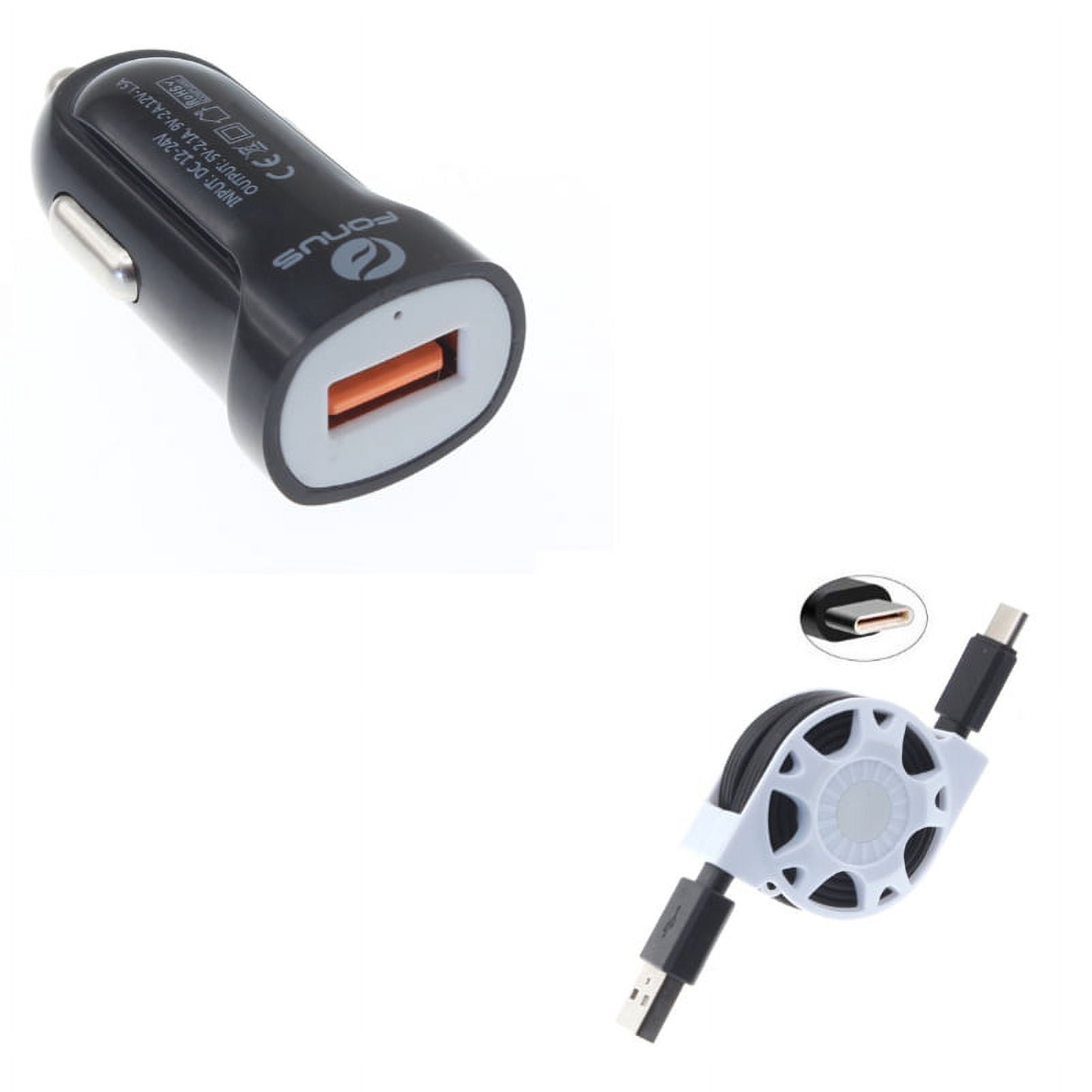 Car Charger w USB-C Cable for Samsung Galaxy A73 5G,A53 5G,A33 5G,A13 5G,A03s Phones - 18W Fast USB Port Power Adapter, Retractable Type-C Charger Power