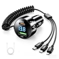 thumbnail image 1 of Atzeste 5 in 1 Car Charger 66W Fast Charging USB & Type C Car Charging Adapter with Type C Micro USB Charger, LED, Compatible with iPhone 17 16 15 14 13 12 11, Galaxy & Pixel, Android, 1 of 6