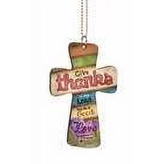Car Charm-Cross-Give Thanks w/Chain (2.75 x 4)
