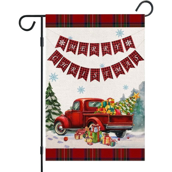 Car Christmas Presents Tree Garden Flag Welcome Double Sided Outside Outdoor Farmhouse Yard for Christmas Garden Holiday Home Decor