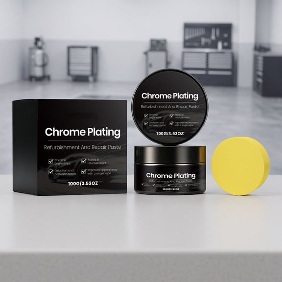 Car Chrome Care Paste Metal Polish Cleaner Chrome Trim Rust Removal Scratch Repair Shine Restorer Anti Oxidation Protective Coating for Wheel Hub Trim Exhaust Automotive Detailing Use