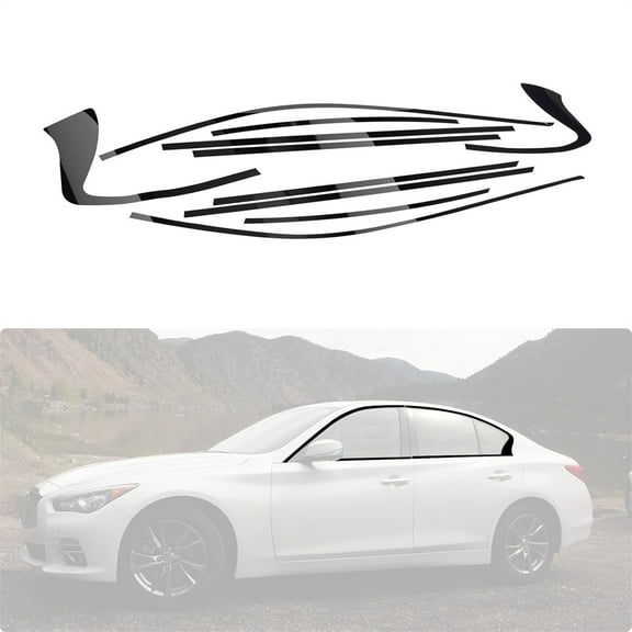 Car Chrome Delete Blackout Overlay Window Trim Bright Black For Infiniti Q50/50S
