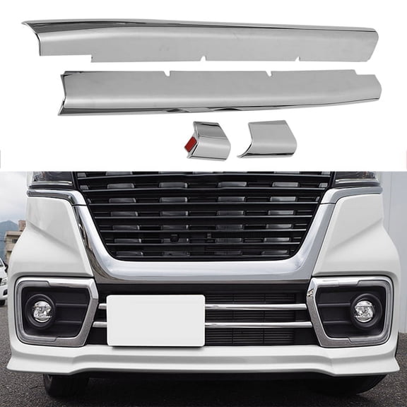 Car Chrome Front Grille Trim for Spacia Custom MK53S Car Accessories,1 set x Front Grille Trim,Silver