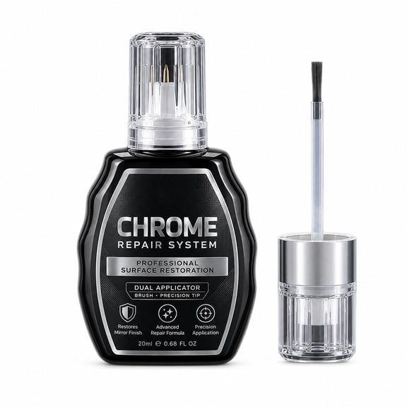 Car Chrome Scratch Repair Liquid, 0.68 Fl Oz / 20 ml Metal Trim Restorer with Two Applicators