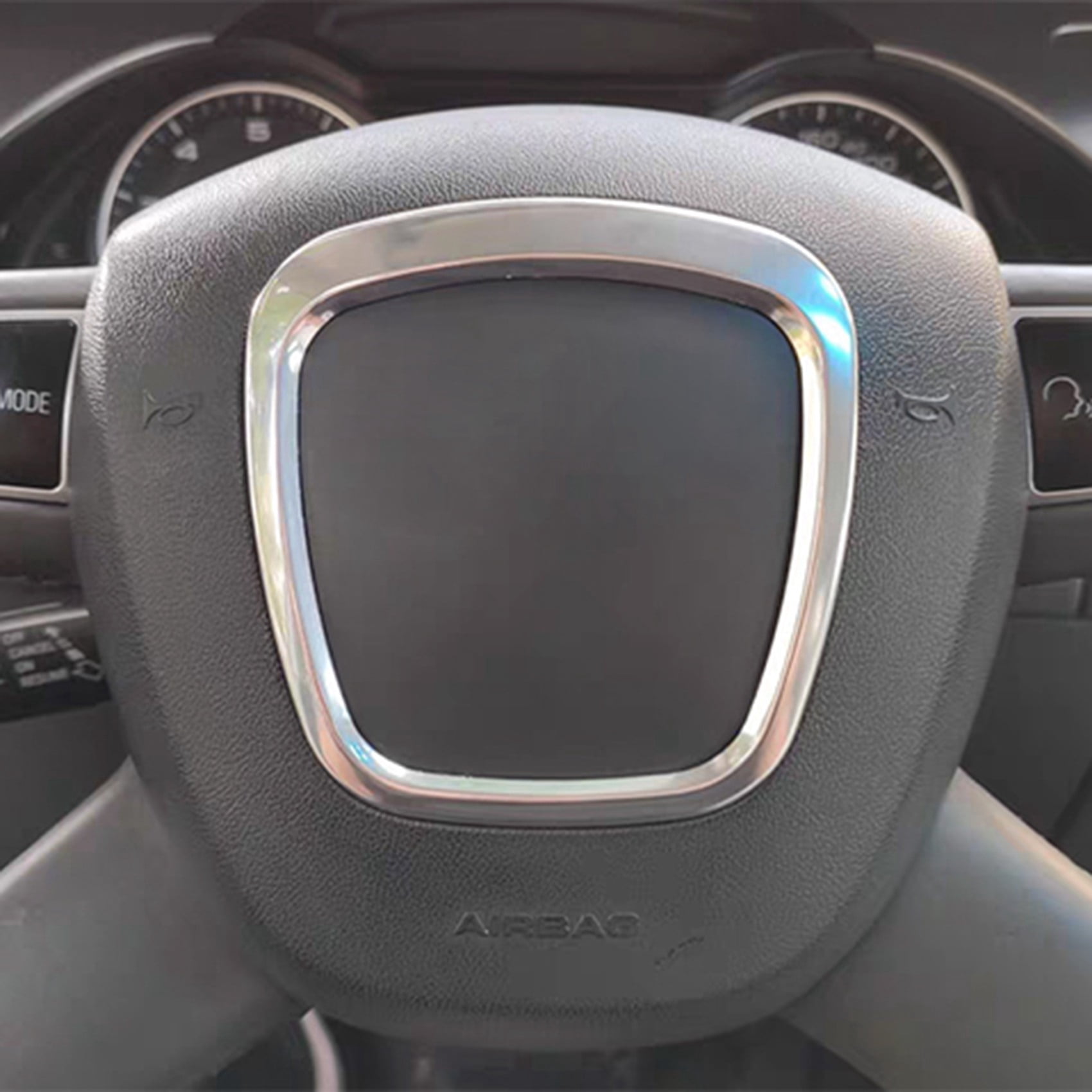 XUKEY Chrome Steering Wheel Trim Frame For Audi A4, A5, A6, Q5, Q7 (2004-2015) Emblem Surround