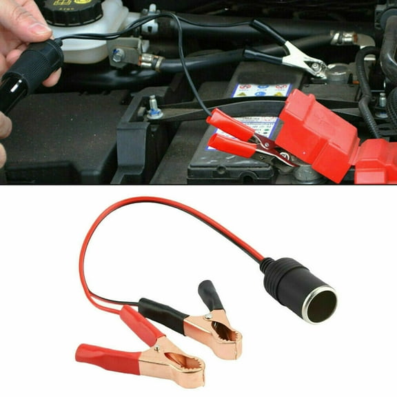 Car Cigarette Lighter Female Socket to Battery Alligator Crocodile Clip 12V/24V