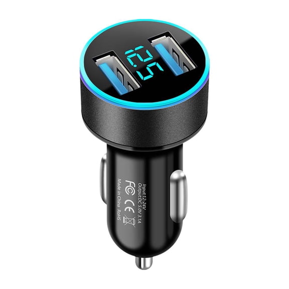 Car Cigarette Lighter Socket Splitter Plug with Dual USB Ports for Fast Charging Multiple Devices in Vehicles, Made of ABS
