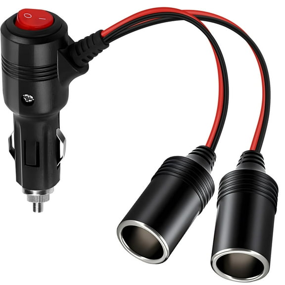 Car Cigarette Lighter Splitter, 12v Splitter Adapter for Car,Supports Fast Charging,1 to 2 Car Cigarette Lighter Splitter Power Charger Port, for 12/24 Volt Cars Vehicle,with on Off Switch