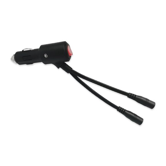 Car Cigarettes Lighter to 2xDC5.5x2.1mm Female Power Cord Extension Cable Wire with Switching Control Button for Car Fan